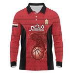 Afro Basketball Custom Egypt Long Sleeve Polo Shirt Come On Pharaohs - African Pride