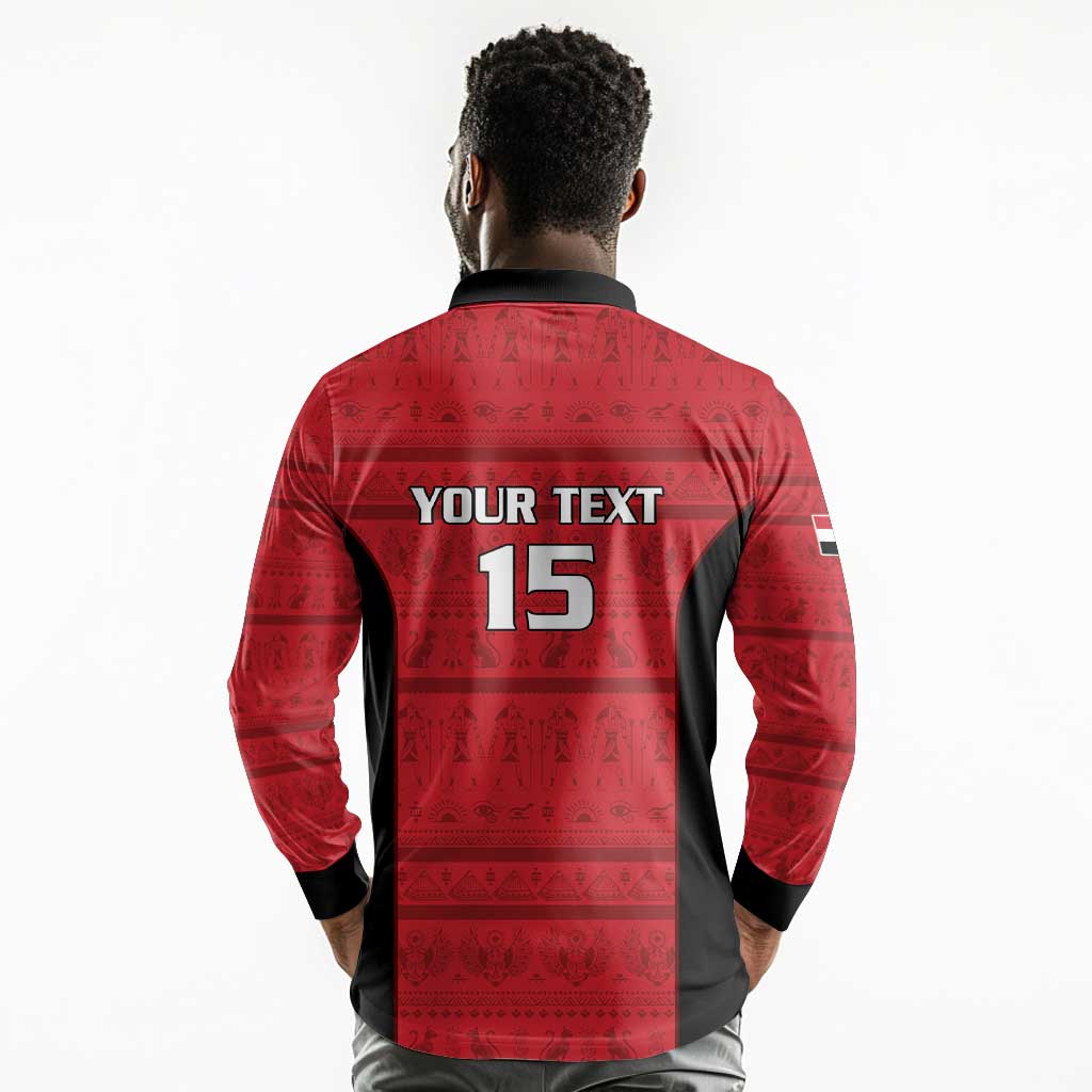 Afro Basketball Custom Egypt Long Sleeve Polo Shirt Come On Pharaohs - African Pride