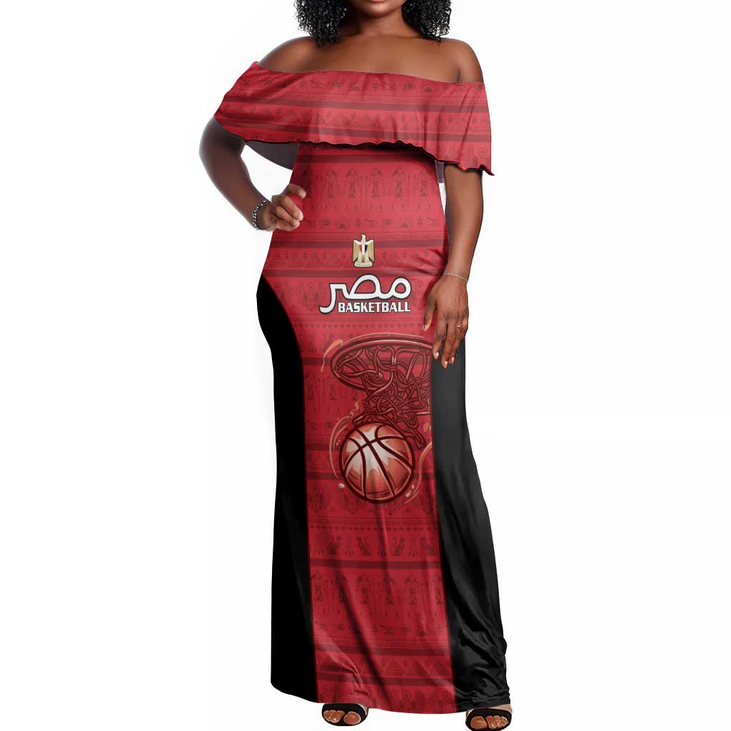 Afro Basketball Custom Egypt Off Shoulder Maxi Dress Come On Pharaohs - African Pride