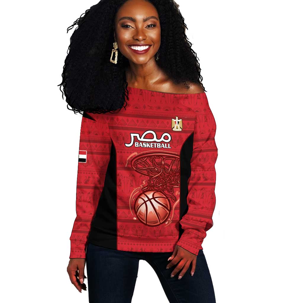 Afro Basketball Custom Egypt Off Shoulder Sweater Come On Pharaohs - African Pride
