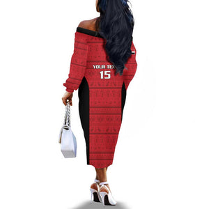 Afro Basketball Custom Egypt Off The Shoulder Long Sleeve Dress Come On Pharaohs - African Pride