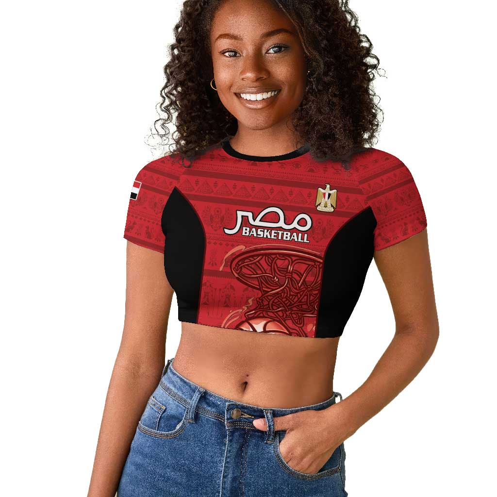 Afro Basketball Custom Egypt Raglan Cropped T shirt Come On Pharaohs - African Pride