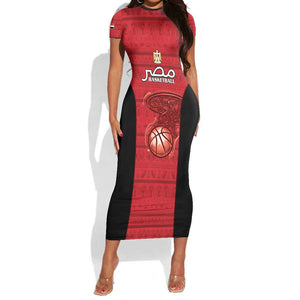 Afro Basketball Custom Egypt Short Sleeve Bodycon Dress Come On Pharaohs - African Pride