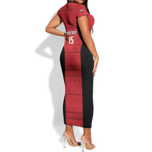 Afro Basketball Custom Egypt Short Sleeve Bodycon Dress Come On Pharaohs - African Pride
