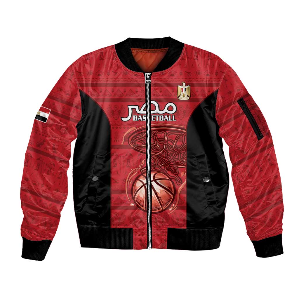 Afro Basketball Custom Egypt Sleeve Zip Bomber Jacket Come On Pharaohs - African Pride