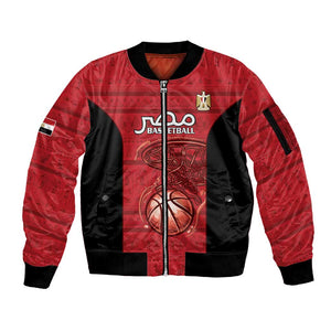 Afro Basketball Custom Egypt Sleeve Zip Bomber Jacket Come On Pharaohs - African Pride