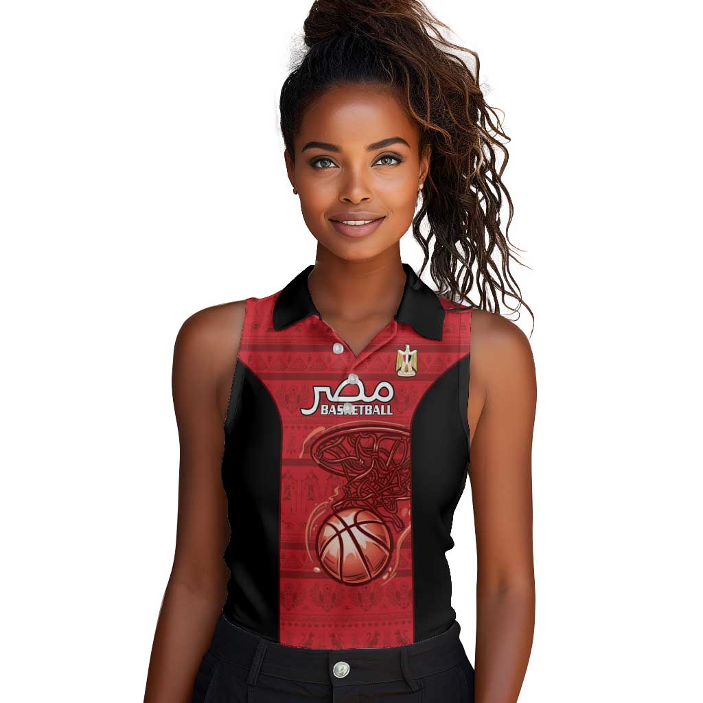 Afro Basketball Custom Egypt Women Sleeveless Polo Shirt Come On Pharaohs - African Pride