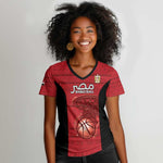 Afro Basketball Custom Egypt Women V-Neck T-Shirt Come On Pharaohs - African Pride