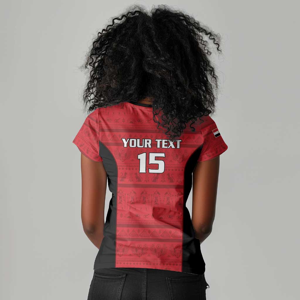 Afro Basketball Custom Egypt Women V-Neck T-Shirt Come On Pharaohs - African Pride