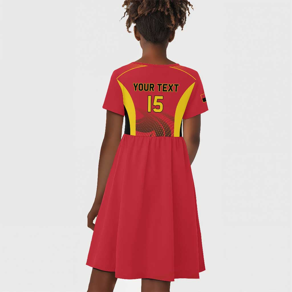 Afro Basketball Custom Angola Kid Short Sleeve Dress Go Champions - African Pride