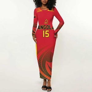 Afro Basketball Custom Angola Long Sleeve Bodycon Dress Go Champions - African Pride