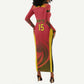Afro Basketball Custom Angola Long Sleeve Bodycon Dress Go Champions - African Pride