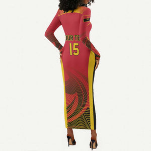 Afro Basketball Custom Angola Long Sleeve Bodycon Dress Go Champions - African Pride