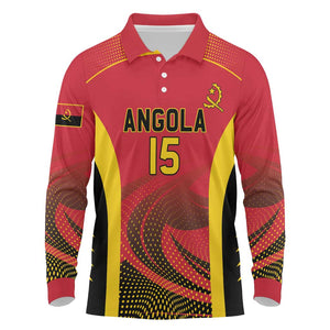 Afro Basketball Custom Angola Long Sleeve Polo Shirt Go Champions - African Pride