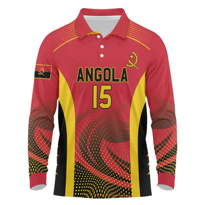Afro Basketball Custom Angola Long Sleeve Polo Shirt Go Champions - African Pride