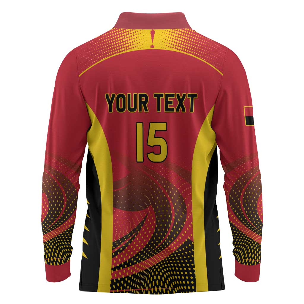 Afro Basketball Custom Angola Long Sleeve Polo Shirt Go Champions - African Pride