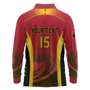Afro Basketball Custom Angola Long Sleeve Polo Shirt Go Champions - African Pride