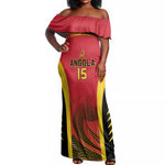 Afro Basketball Custom Angola Off Shoulder Maxi Dress Go Champions - African Pride
