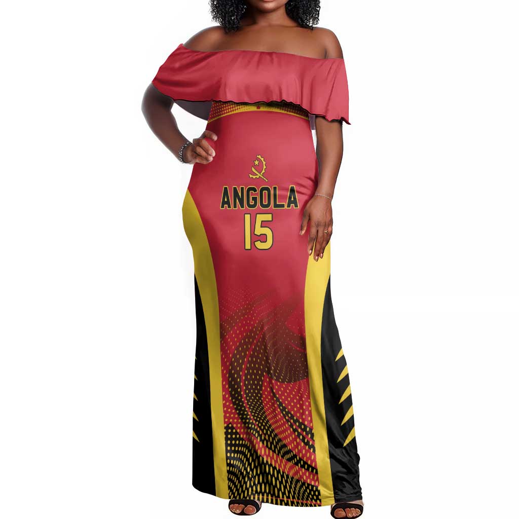 Afro Basketball Custom Angola Off Shoulder Maxi Dress Go Champions - African Pride