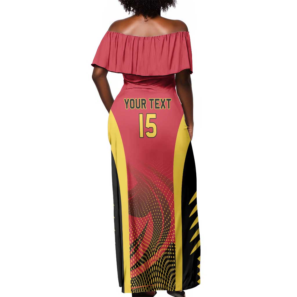 Afro Basketball Custom Angola Off Shoulder Maxi Dress Go Champions - African Pride
