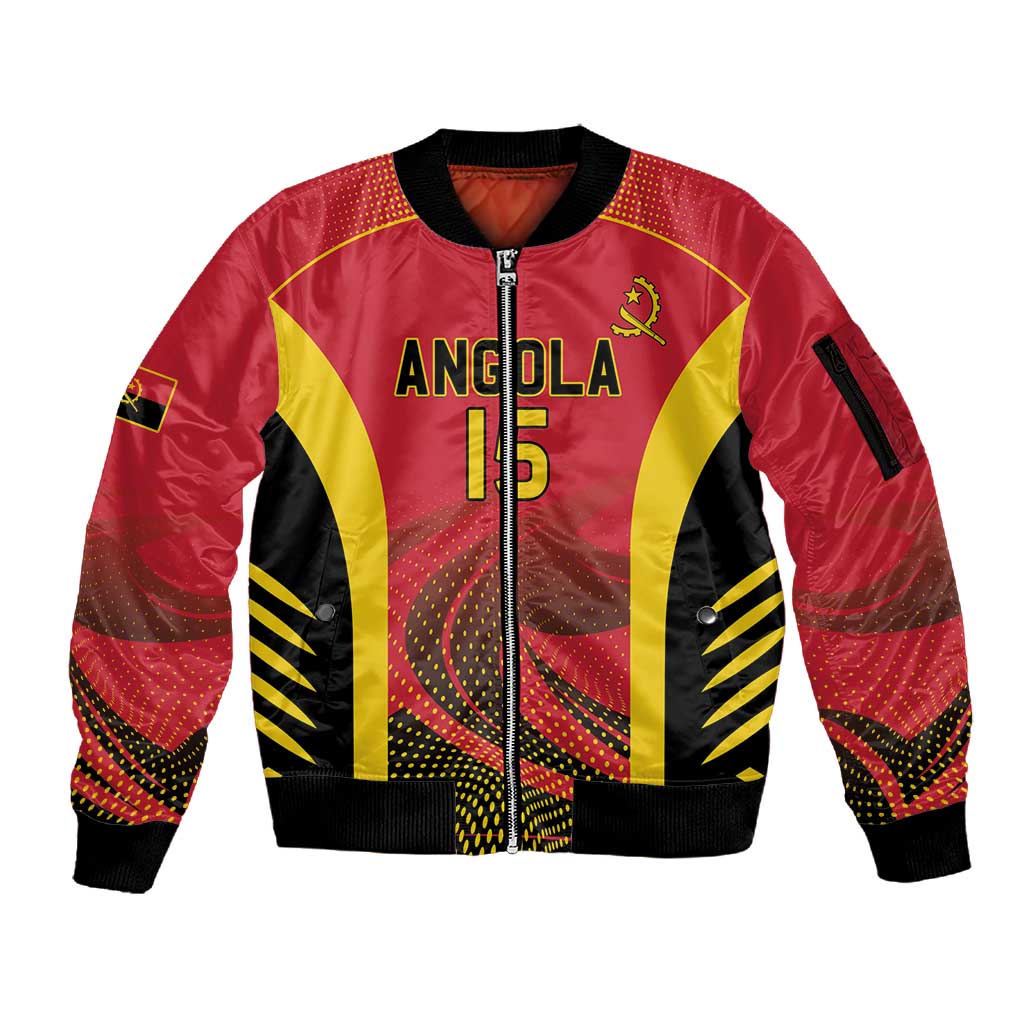Afro Basketball Custom Angola Sleeve Zip Bomber Jacket Go Champions - African Pride
