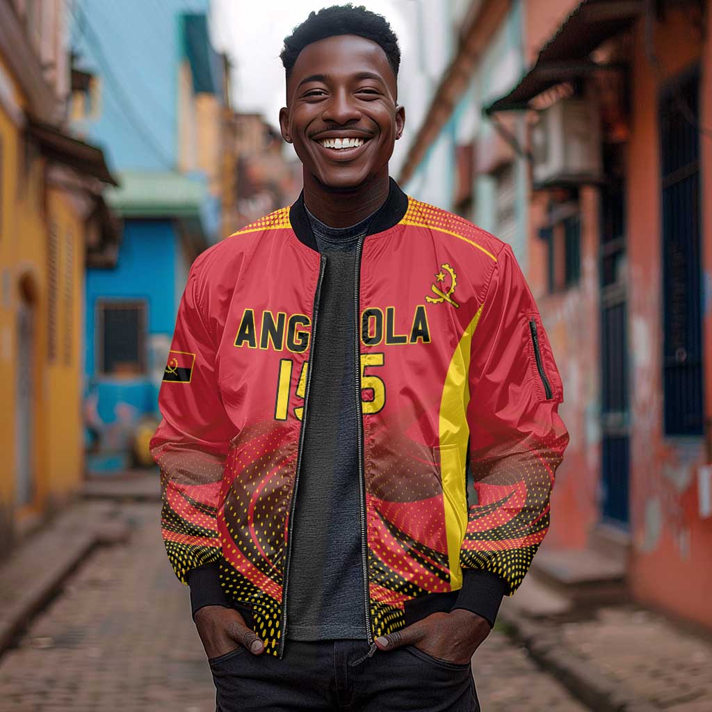 Afro Basketball Custom Angola Sleeve Zip Bomber Jacket Go Champions - African Pride