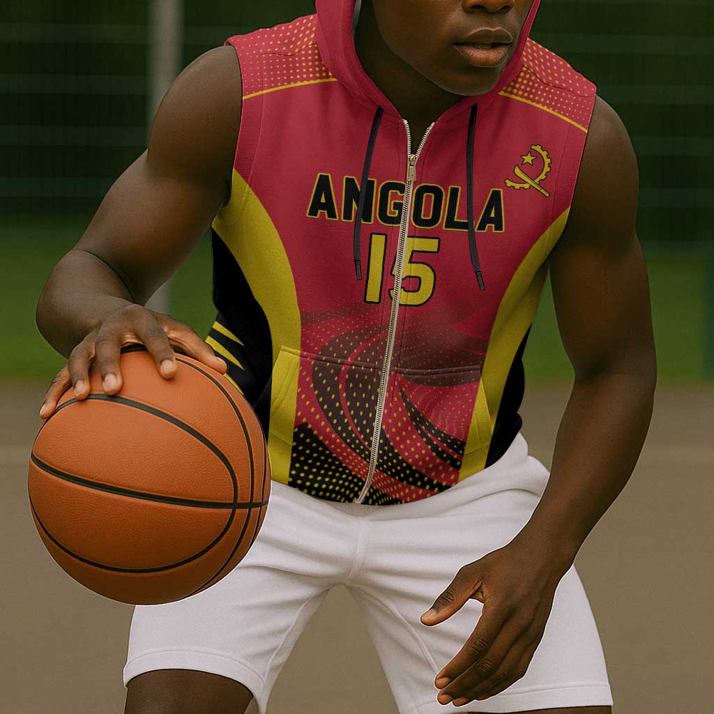 Afro Basketball Custom Angola Sleeveless Zip Hoodie Go Champions - African Pride