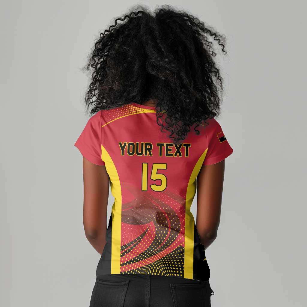 Afro Basketball Custom Angola Women V-Neck T-Shirt Go Champions - African Pride