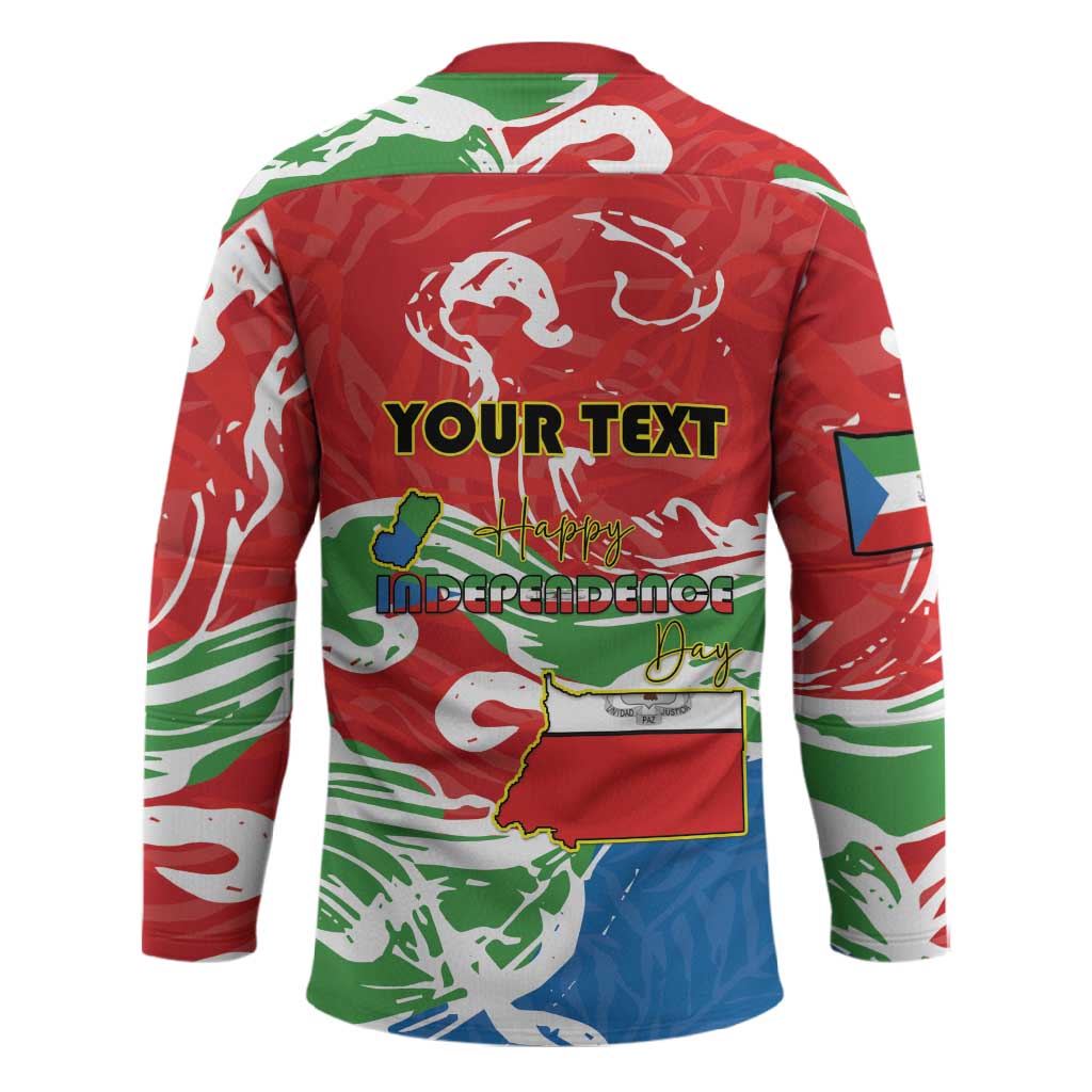 Personalized Equatorial Guinea Independence Day Hockey Jersey Coat Of Arms With Map