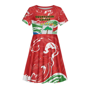 Equatorial Guinea Personalized Kid Short Sleeve Dress Happy Independence Day - African Pride