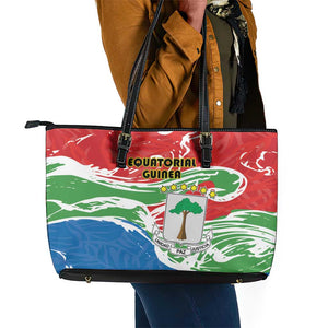 Equatorial Guinea Leather Tote Bag Happy Independence Day - African Pride