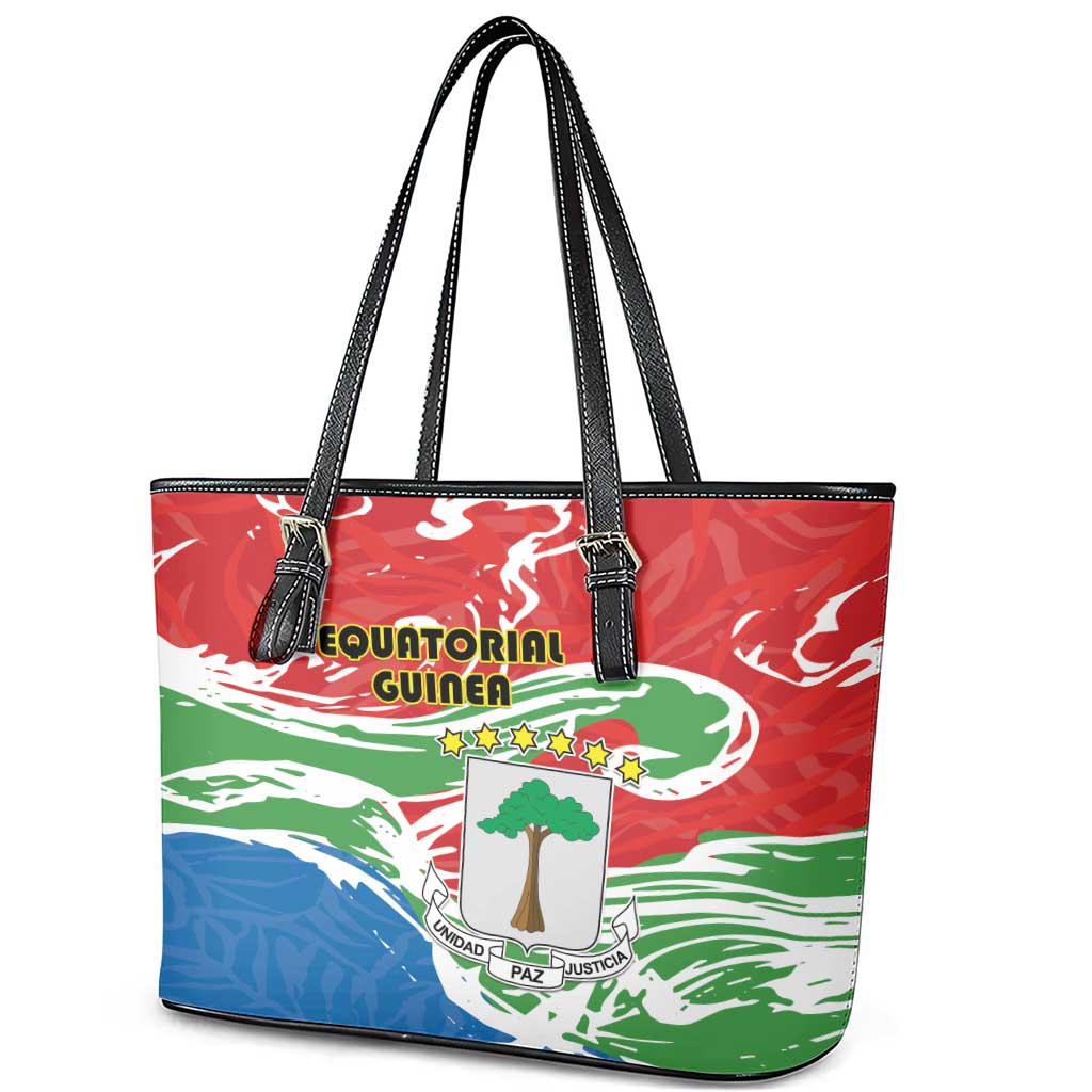 Equatorial Guinea Leather Tote Bag Happy Independence Day - African Pride