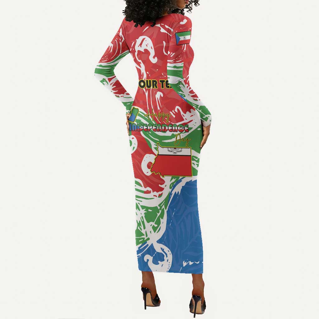 Equatorial Guinea Personalized Long Sleeve Bodycon Dress Happy Independence Day - African Pride