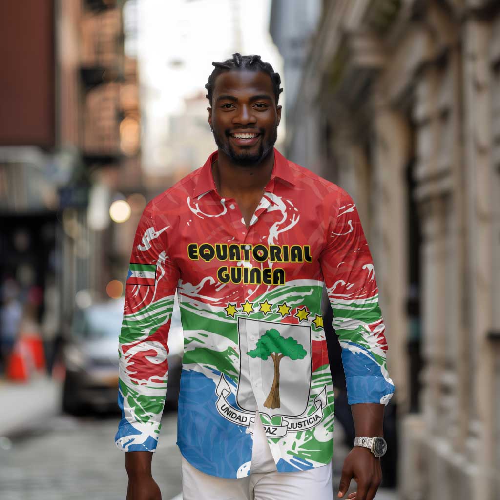 Equatorial Guinea Personalized Long Sleeve Button Shirt Happy Independence Day - African Pride