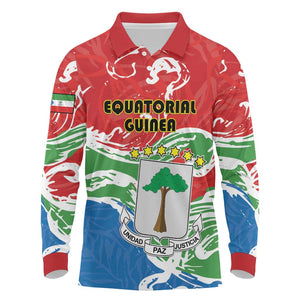 Equatorial Guinea Personalized Long Sleeve Polo Shirt Happy Independence Day - African Pride