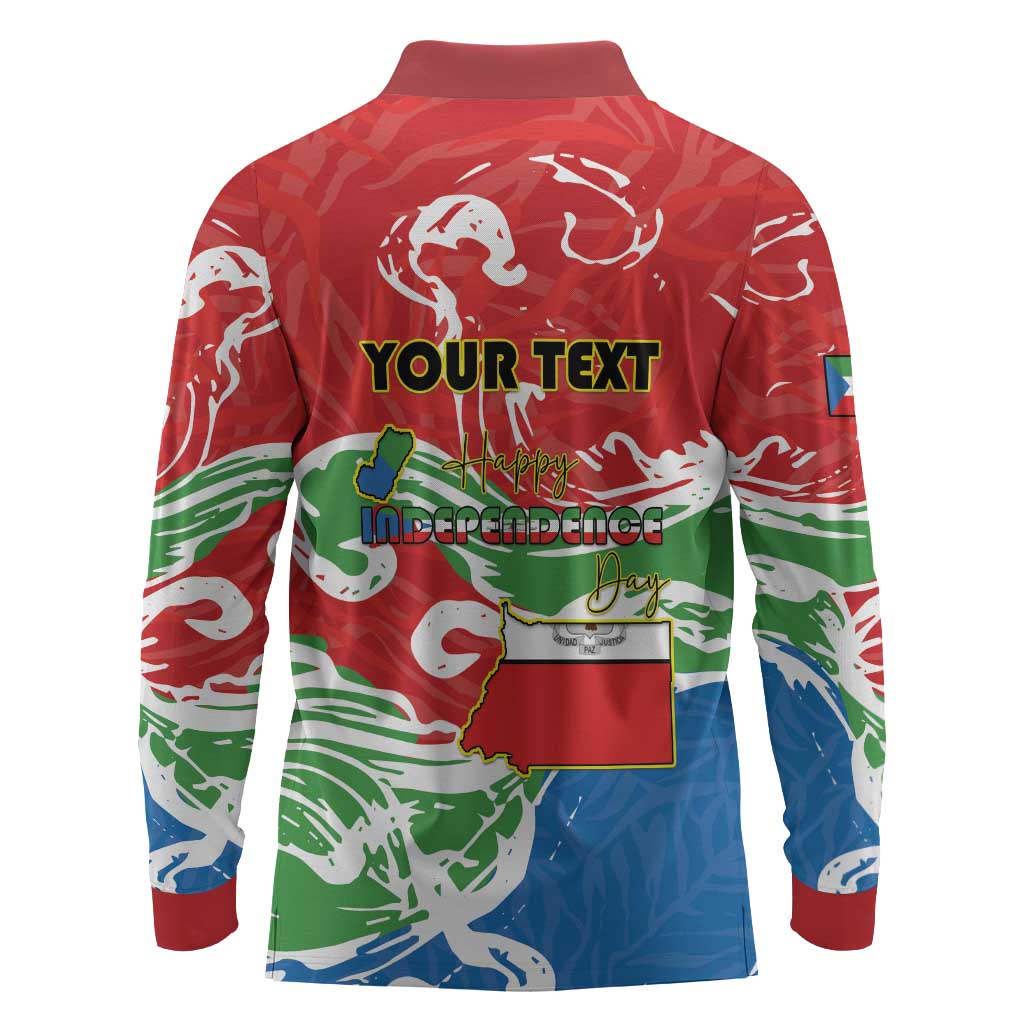 Equatorial Guinea Personalized Long Sleeve Polo Shirt Happy Independence Day - African Pride