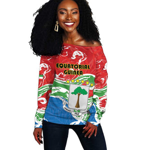 Equatorial Guinea Personalized Off Shoulder Sweater Happy Independence Day - African Pride