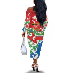 Equatorial Guinea Personalized Off The Shoulder Long Sleeve Dress Happy Independence Day - African Pride