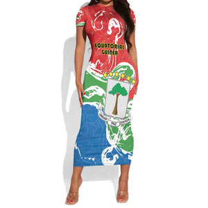 Equatorial Guinea Personalized Short Sleeve Bodycon Dress Happy Independence Day - African Pride