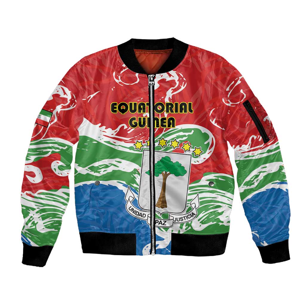 Equatorial Guinea Personalized Sleeve Zip Bomber Jacket Happy Independence Day - African Pride