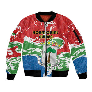 Equatorial Guinea Personalized Sleeve Zip Bomber Jacket Happy Independence Day - African Pride