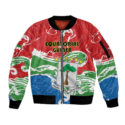 Equatorial Guinea Personalized Sleeve Zip Bomber Jacket Happy Independence Day - African Pride