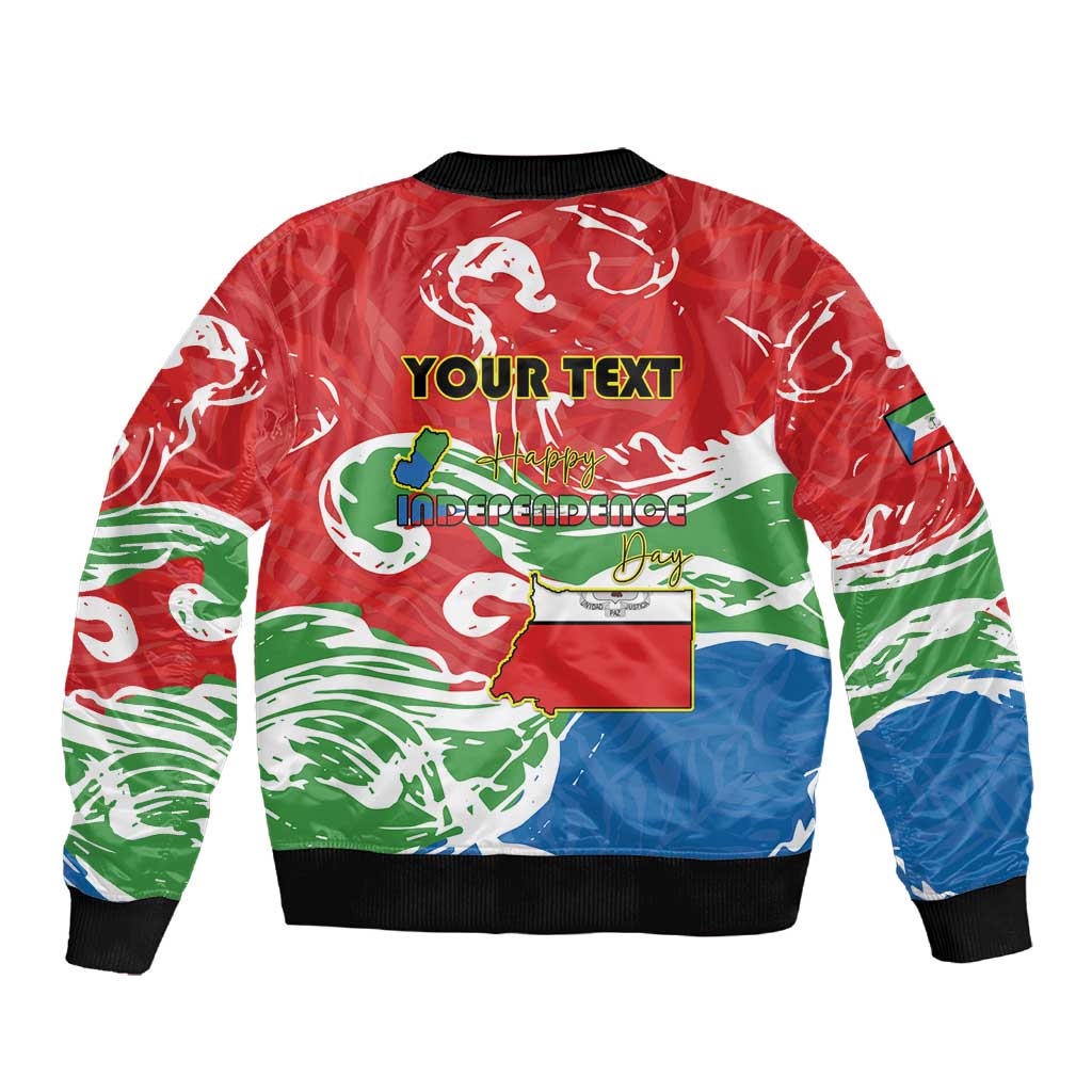 Equatorial Guinea Personalized Sleeve Zip Bomber Jacket Happy Independence Day - African Pride