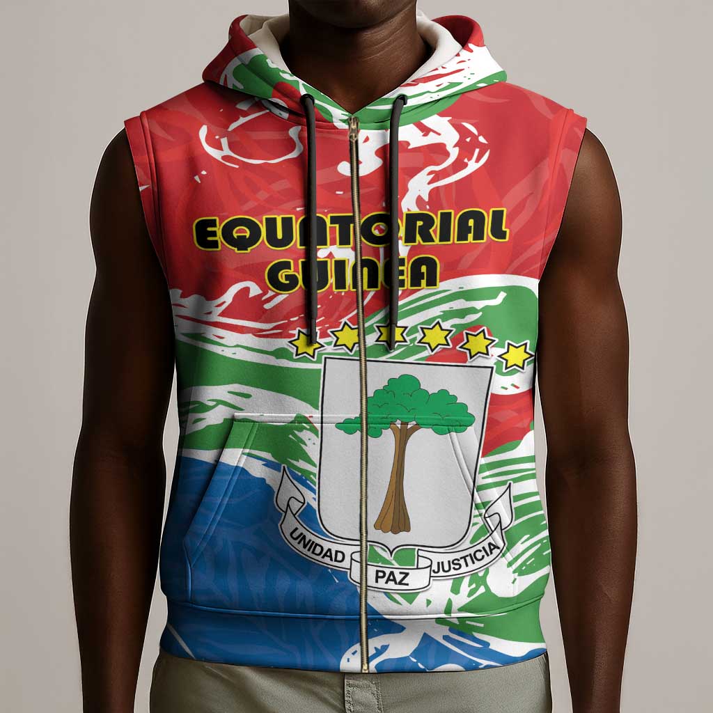 Equatorial Guinea Personalized Sleeveless Zip Hoodie Happy Independence Day - African Pride