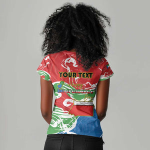 Equatorial Guinea Personalized Women V-Neck T-Shirt Happy Independence Day - African Pride