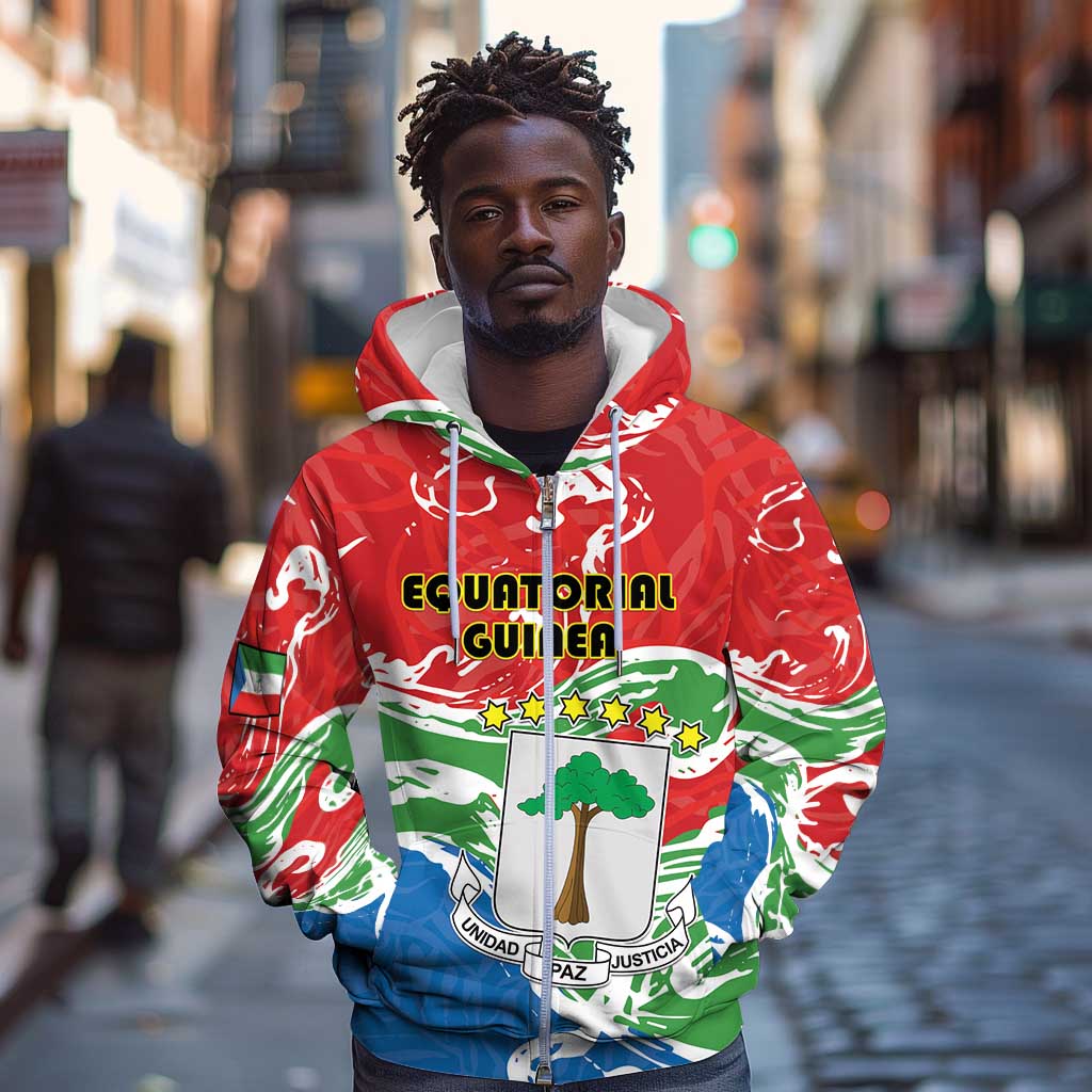 Equatorial Guinea Personalized Zip Hoodie Happy Independence Day - African Pride