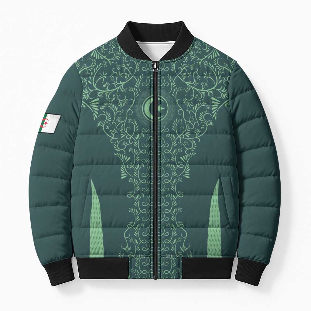 Custom Algeria Football Bomber Puffer Jacket Come On Greens
