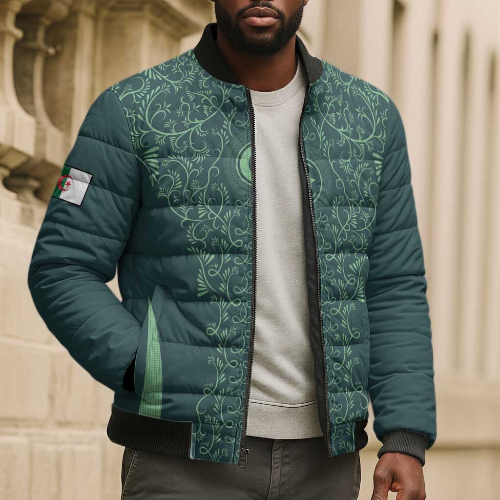 Custom Algeria Football Bomber Puffer Jacket Come On Greens