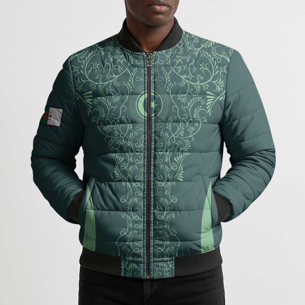 Custom Algeria Football Bomber Puffer Jacket Come On Greens