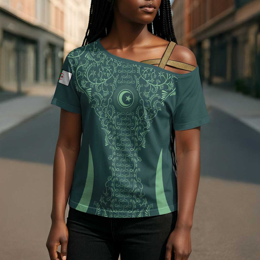 Custom Algeria Football Cross Shoulder Shirt Come On Greens